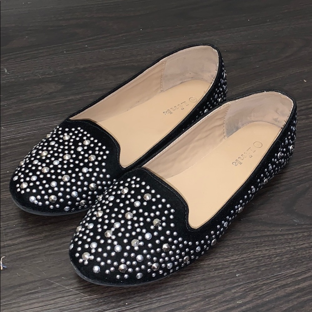 🥿Girls black righnstone flats🥿